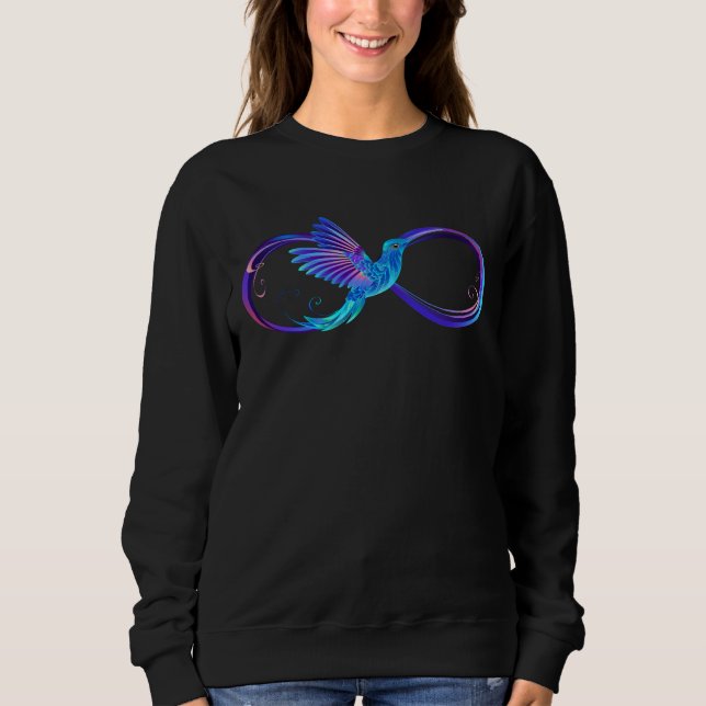 Camiseta Símbolo Neon Infinity com Hummingbird brilhante (Frente)