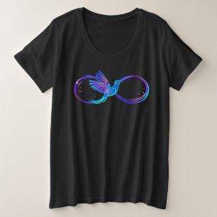 Camiseta Símbolo Neon Infinity com Hummingbird brilhante