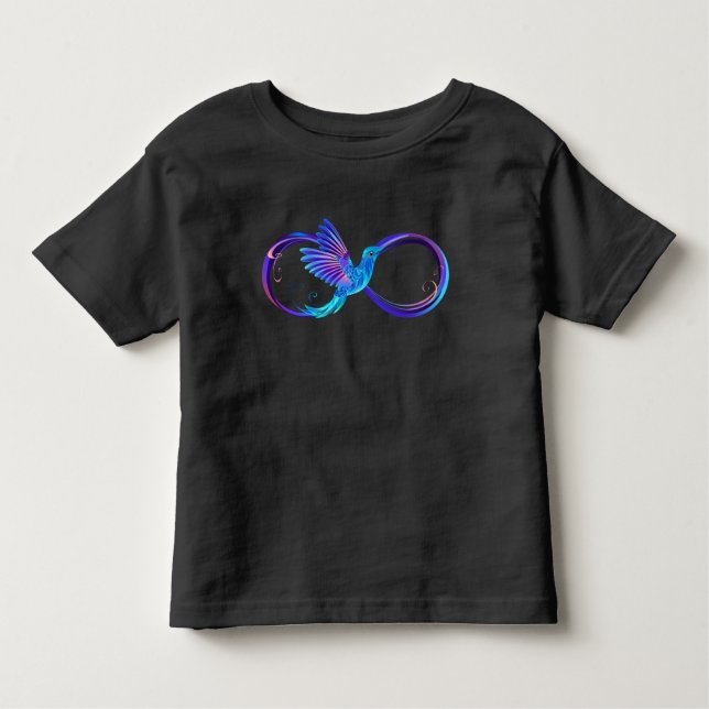 Camiseta Símbolo Neon Infinity com Hummingbird brilhante (Frente)