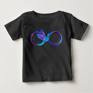 Camiseta Símbolo Neon Infinity com Hummingbird brilhante