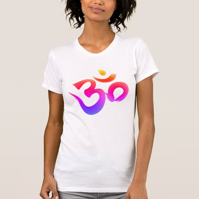 Camiseta Símbolo Om Colores Brilhantes Tee Feminino (Frente)