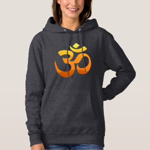 Camiseta Símbolo Om Mantra Sun Yoga Dourada Mulher Escura
