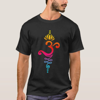 Camiseta Símbolo Om Mantra Yoga Com Flor De Lotus E Unalom