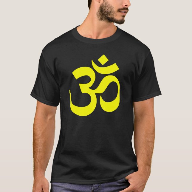 Camiseta Símbolo Om Preto e Amarelo (Frente)