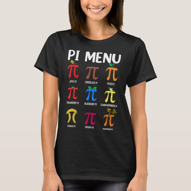 Camiseta Símbolo Pi Menu 3.14 Pi - Dia Pi Feliz Do Professo (Frente)