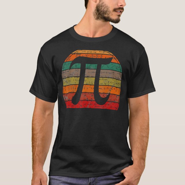 Camiseta Símbolo Pi Retroativo Equações Matemáticas Sunset  (Frente)