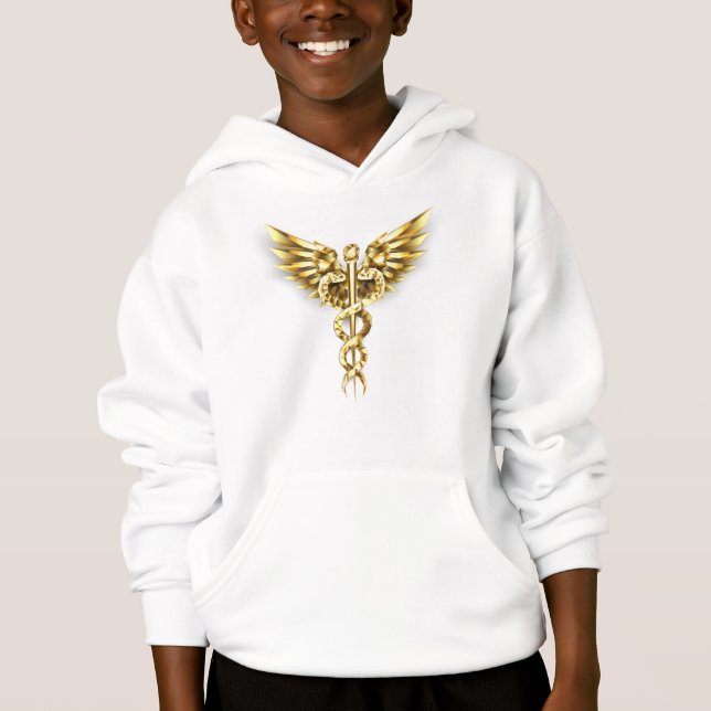 Camiseta Símbolo Poligonal Dourado Caduceu (Frente)