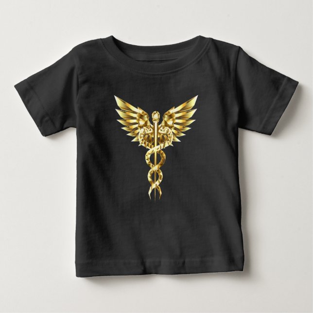 Camiseta Símbolo Poligonal Dourado Caduceus (Frente)