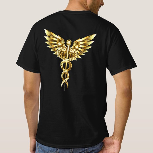 Camiseta Símbolo Poligonal Dourado Caduceus (Verso)