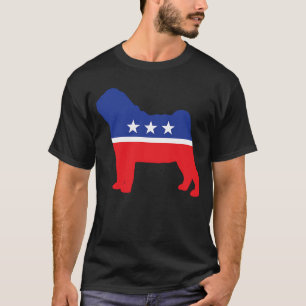 Camiseta Símbolo Político Pug de Cachorro Mascote de Eleiçã