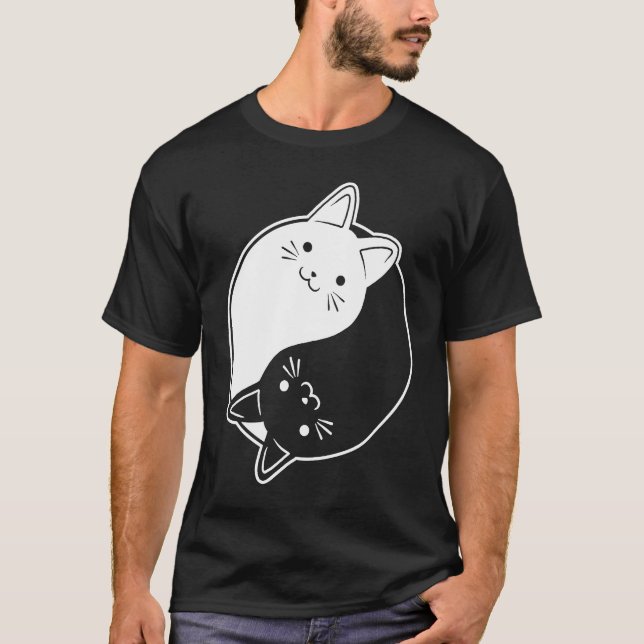 Camiseta Símbolo Símbolo Yin Yang Cat (Frente)