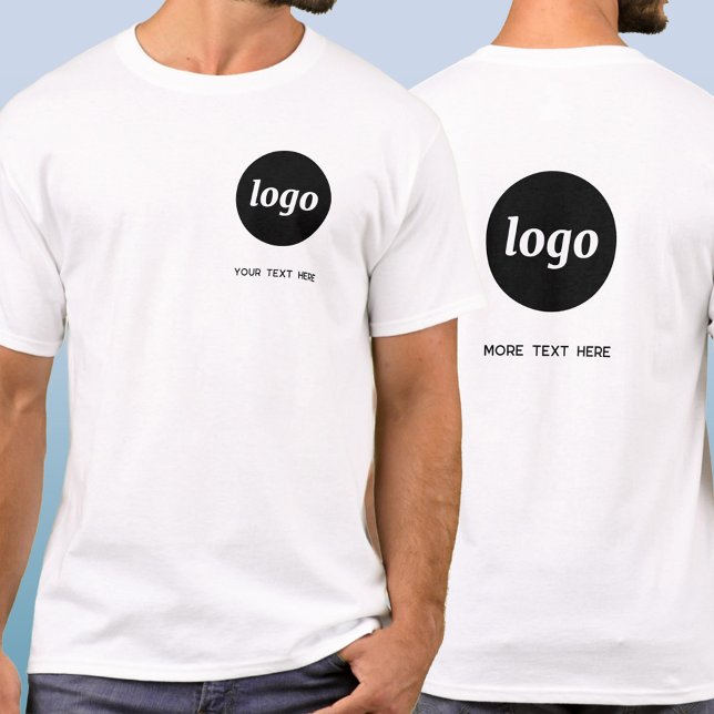 Camiseta Símbolo Simples e Crista Empresarial de Texto e Ve (Simple logo with custom text crest and back style business branding promotional t-shirt)