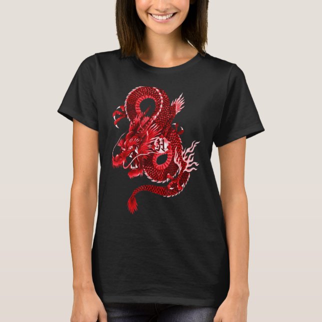 Camiseta Símbolo Tradicional do Dragão Chinês de Poder (Frente)