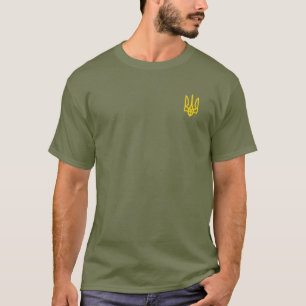 Camiseta Símbolo Trident da Ucrânia Zelensky Olive Verde