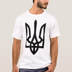 Camiseta Símbolo Tryzub Ucraniano Preto No Coração - Ucrâni