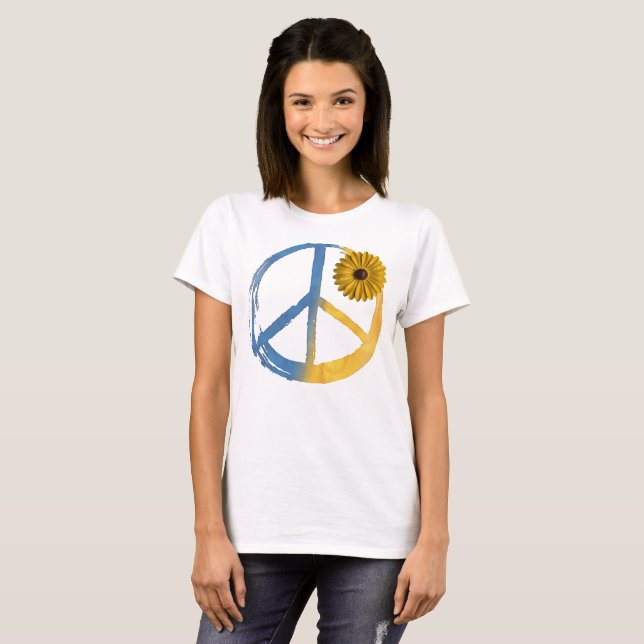 Camiseta Símbolo ucraniano PEACE Sinal de girassol Guerra n (Frente Completa)