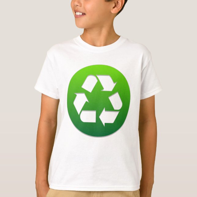 Camiseta Símbolo verde do reciclagem (Frente)