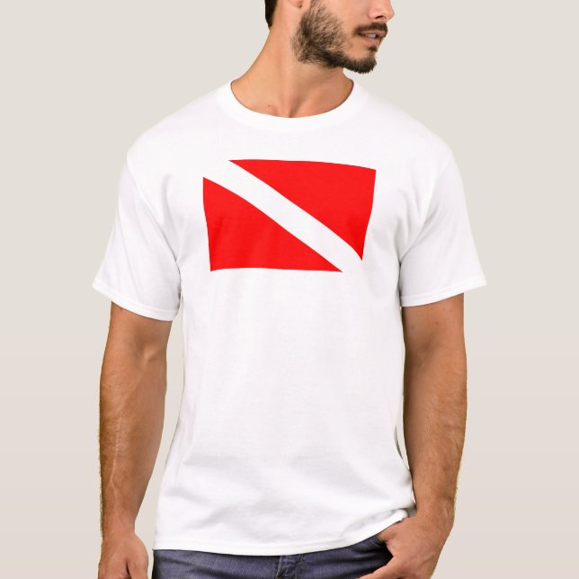 Camiseta símbolo vermelho de mergulho diagonal dos mergulha (Frente)