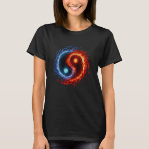 Camiseta Símbolo Yin Yang de Fogo e Água Equilíbrio Tai Chi