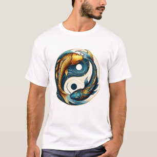Camiseta Símbolo Yin Yang Japonês Koi Fish