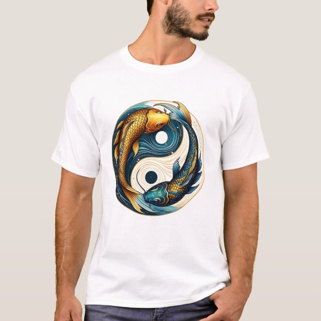 Camiseta Símbolo Yin Yang Japonês Koi Fish (Frente)