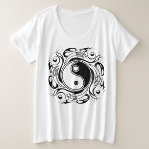Camiseta Símbolo Yin & Yang Preto e Branco Estilo Tatuagem