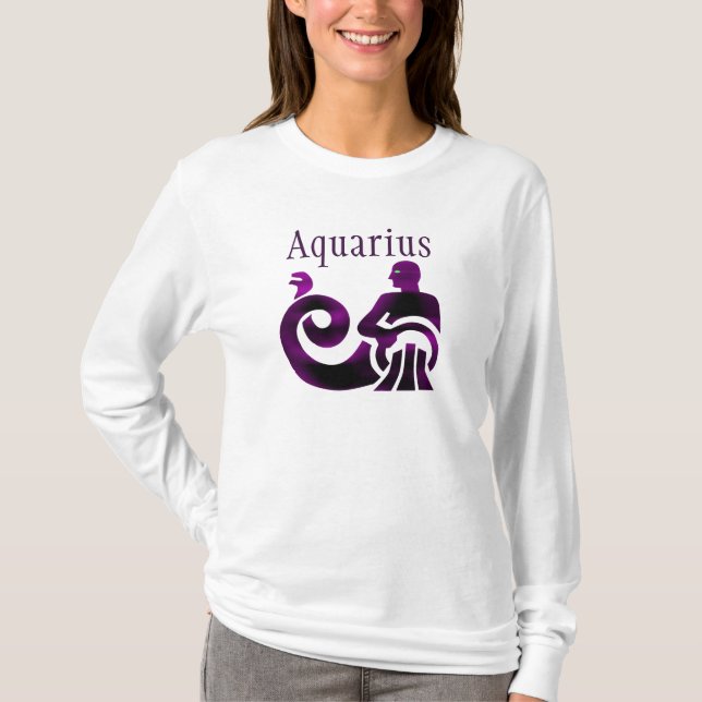 Camiseta Símbolo Zodiac Aquário Horoscópio Roxo Astrologia (Frente)