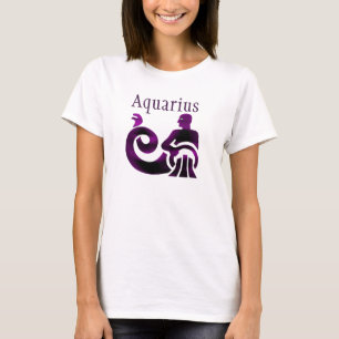 Camiseta Símbolo Zodiac Aquário Horoscópio Roxo Astrologia