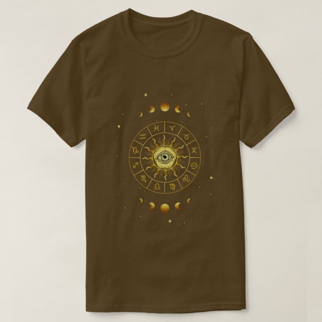 Camiseta Símbolo Zodiac Astrologia Geometria Sagrada Cósmic (Frente do Design)