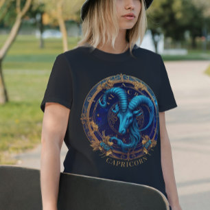 Camiseta Símbolo Zodiac Celestial Fantasy Capricórn Birthda