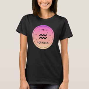 Camiseta Símbolo Zodiac de Birthday Aquarius Retro Aquarius