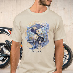 Camiseta Símbolo Zodiac Fish Celestial Fantasy Peixes Mens