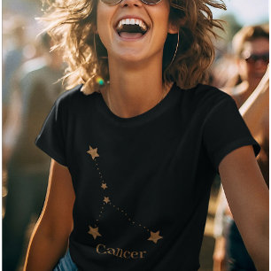 Camiseta Símbolo Zodiac Moderno - Cancer Dourado  Elemento