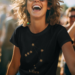 Camiseta Símbolo Zodiac Moderno Dourado Libra | Ar de eleme