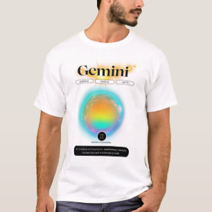 Camiseta Símbolo Zodiac Moderno Gemini Cita Elemento Ar