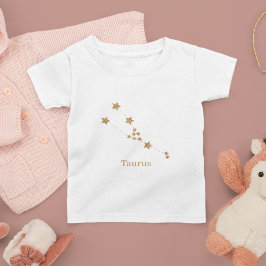 Camiseta Símbolo Zodiac Moderno Taurus Dourado | Elemento T
