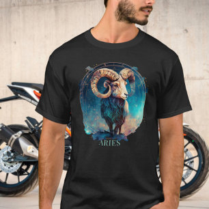 Camiseta Símbolo Zodiac Ram Celestial Fantasy Aries Mens