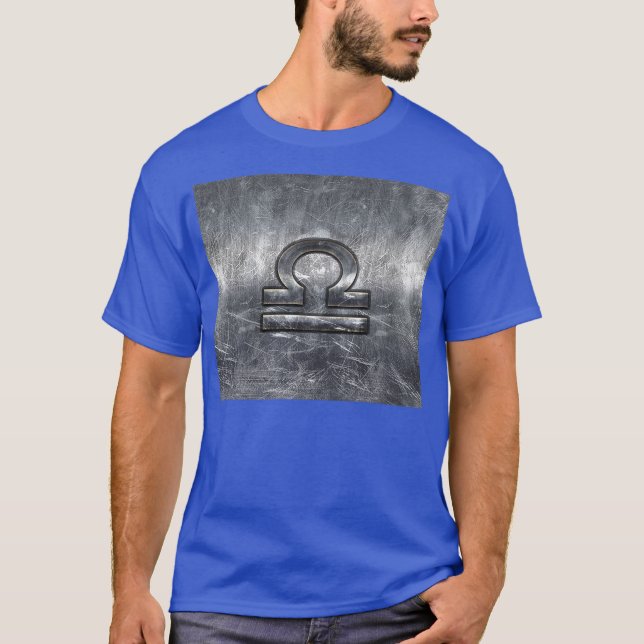 Camiseta Símbolo Zodíaco Industrial do Aço Prateado (Frente)