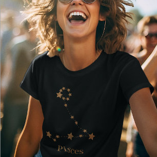 Camiseta Símbolo Zodíaco Moderno - Peixes Dourados  Eleme