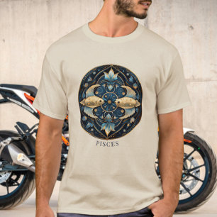 Camiseta Símbolo Zodíaco Peixe Fantasia Cósmica Peixes Mens