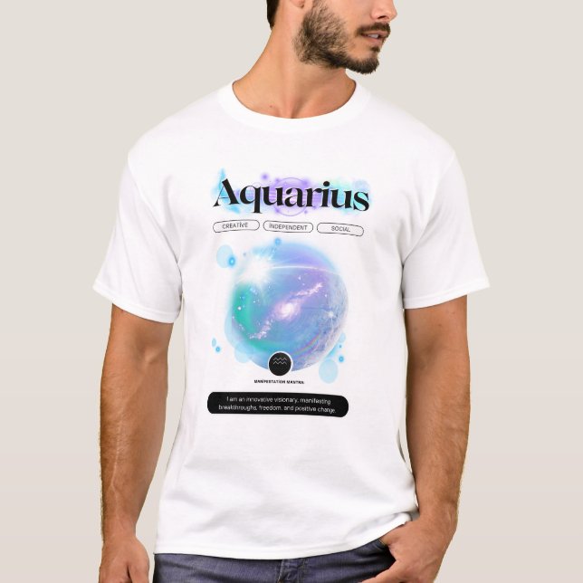 Camiseta Símbolo Zodiano Moderno Aquarius Citar Elemento de (Frente)
