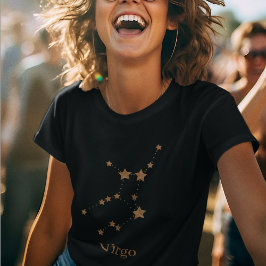 Camiseta Símbolo Zodiano Moderno Dourado Virgo | Elemento T