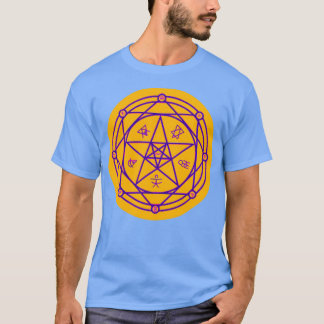 Camiseta Símbolos Alquimicos Geométricos Design púrpura e a