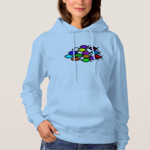 Camiseta Símbolos cristãos dos peixes - escola do arco-í