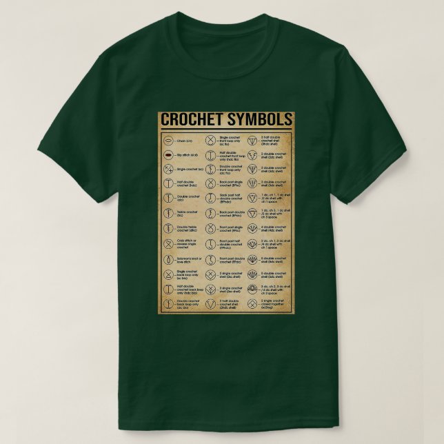 Camiseta Símbolos crochais e de tricô (Frente do Design)