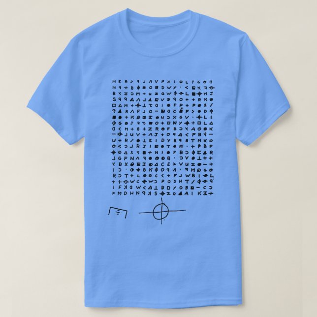 Camiseta Símbolos da Criptografia do Assassino Zodíaco (Frente do Design)