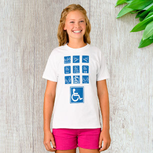Camiseta Símbolos de Acessibilidade para Cadeiras de Rodas