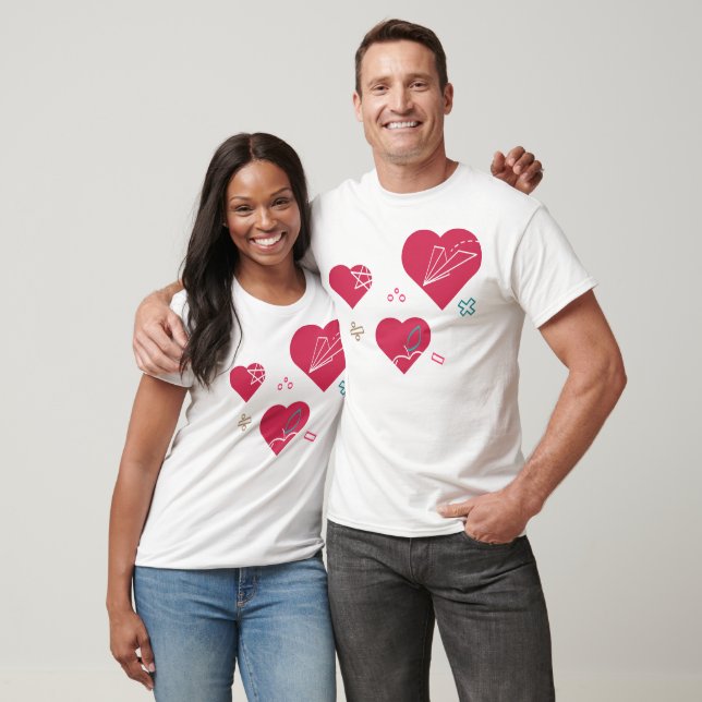 Camiseta Símbolos de Coração com Elementos de Educação para (Unissex)
