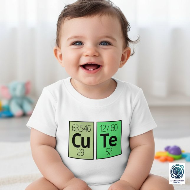 Camiseta Símbolos de Elementos da Tabela Periódica Fofos (Cute Periodic Table of Elements Symbols Baby Shirt Cover Photo)