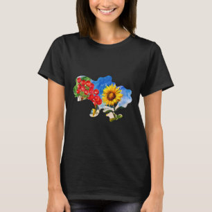 Camiseta Símbolos de Flores Patrióticas Elegantes Tendência
